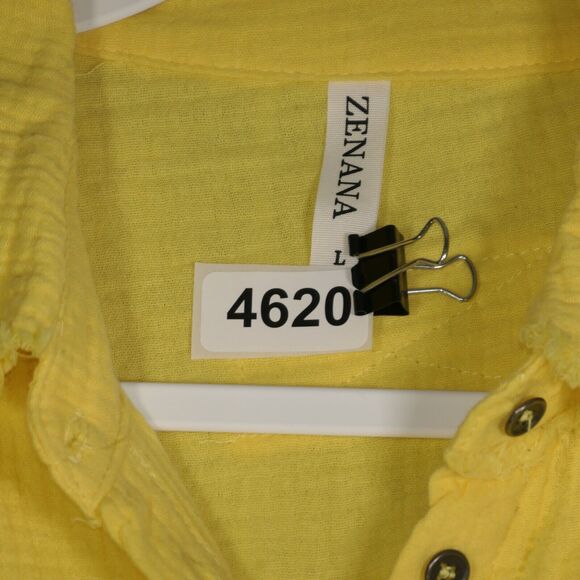 Yellow Jacket Womens Large  Pocket 100% Cotton Factory Frayed Hems Button Front - Picture 10 of 10